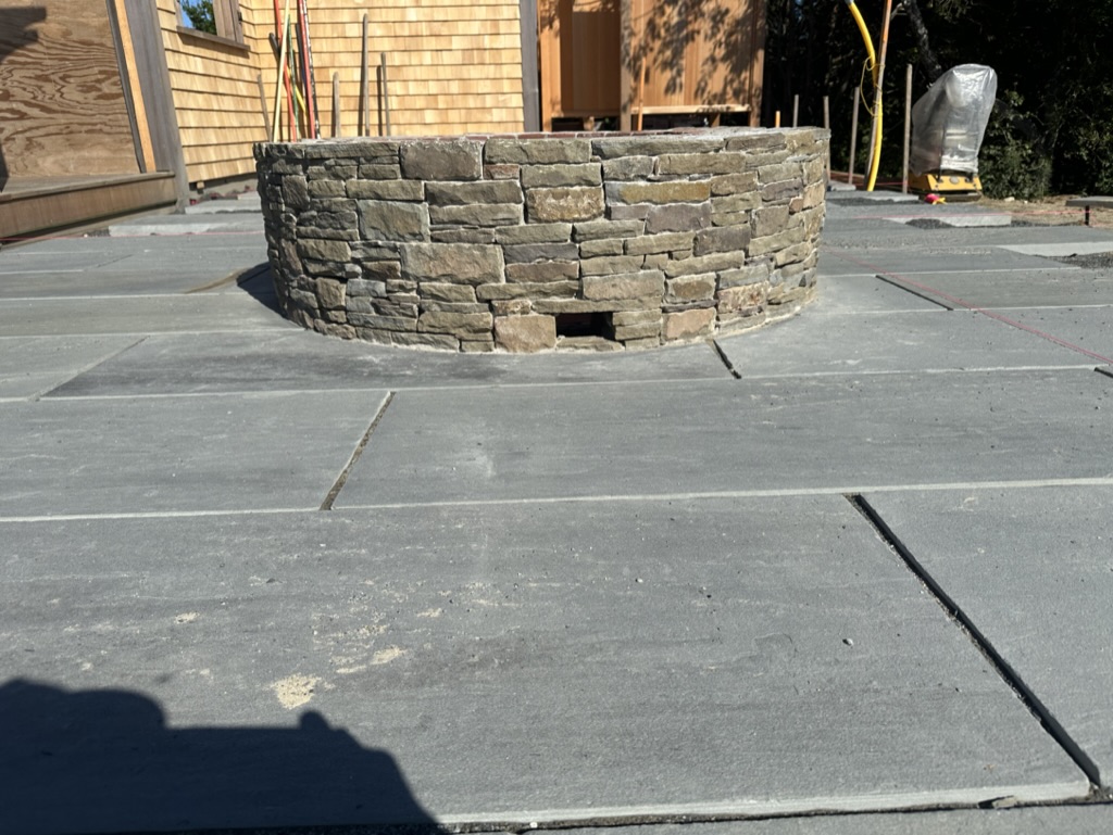 Stone fire pit and patio