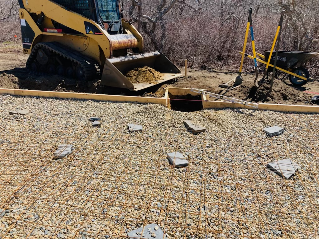 Gravel base preparation for walkway