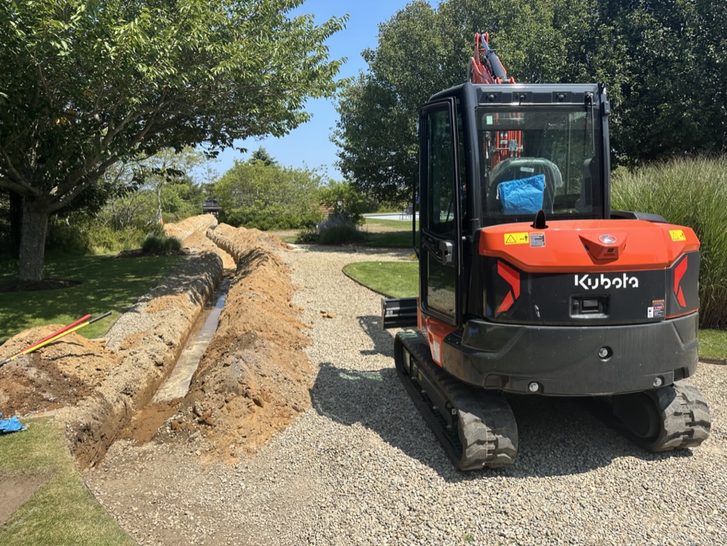 Kubota excavator on Nantucket property