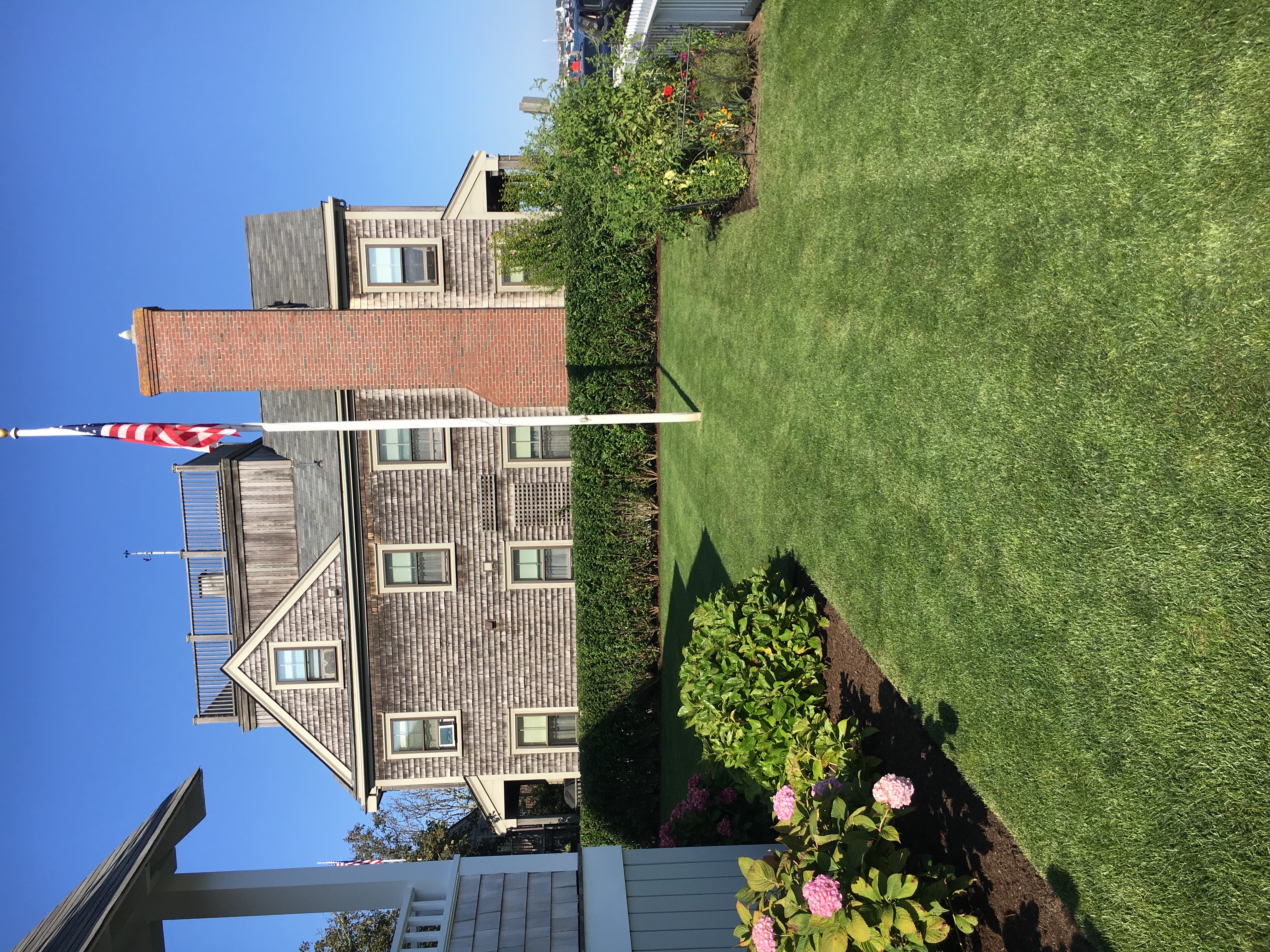 Manicured lawn on Nantucket property